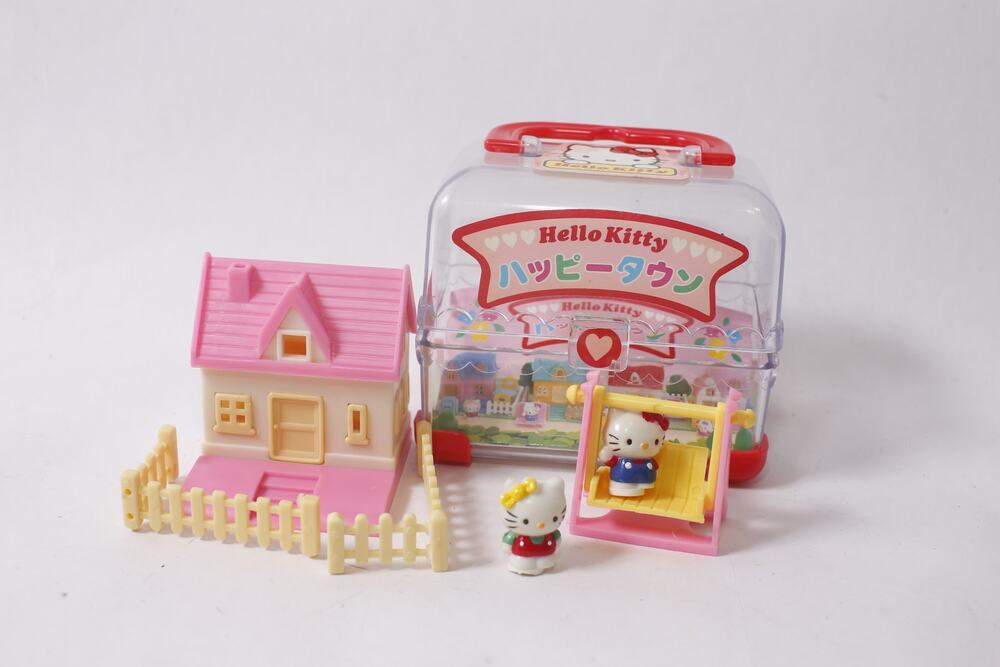 1990s Sanrio Hello Kitty Happy Town Small Playset w Carry Case ~ 260817-WH 1194
